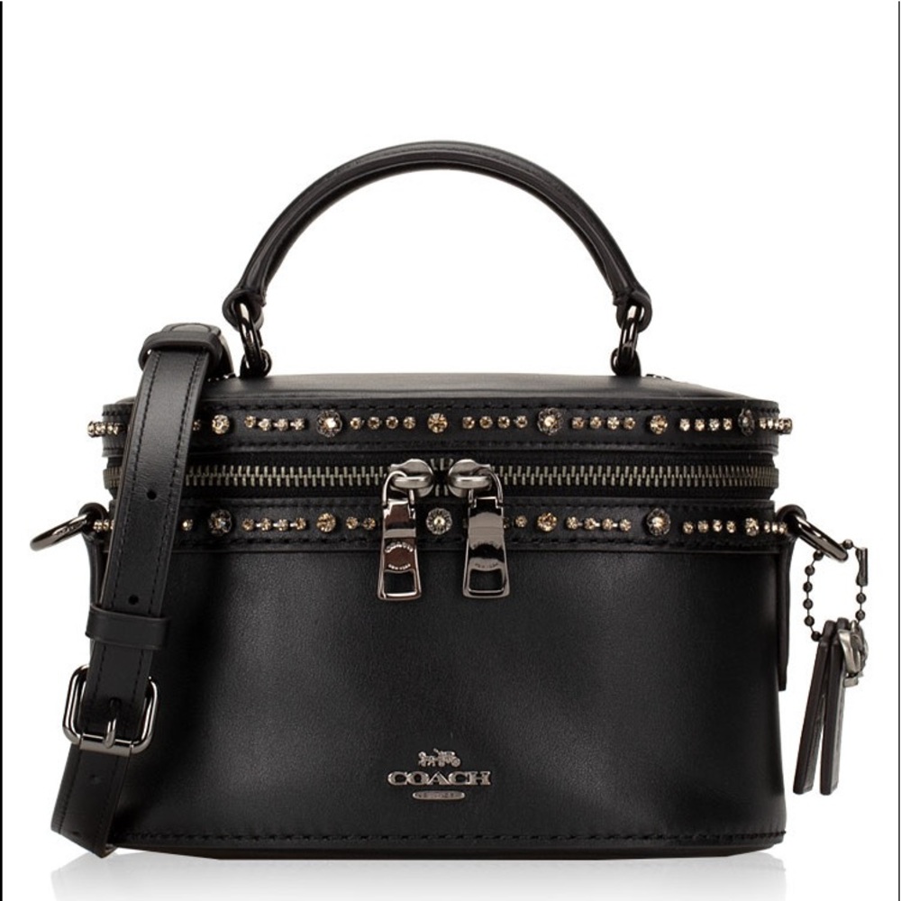 COACH 39292 Selena Crystal Leather Trail Bag Black